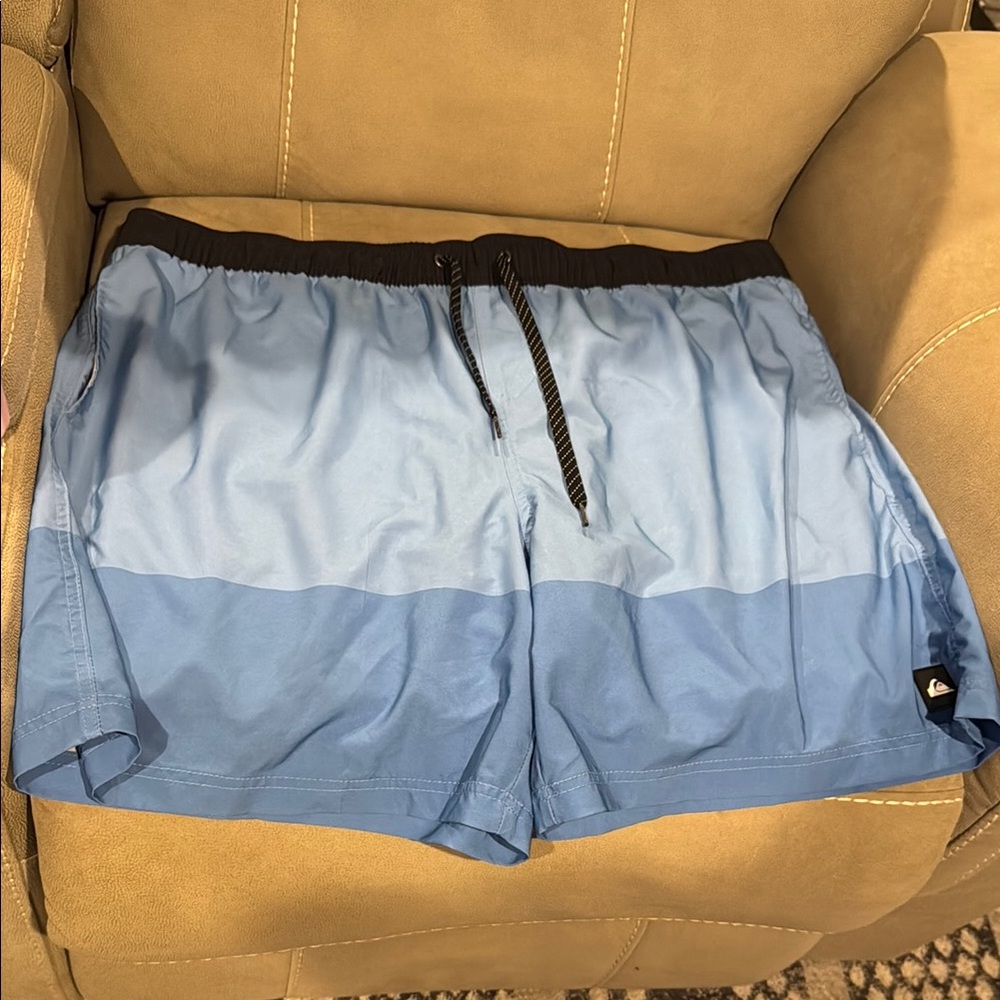 Blue Swim Shorts with Black Waistband
